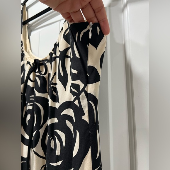 YTK 100% Silk Black Flower Printed Midi Dress Size 6. - Picture 7 of 12